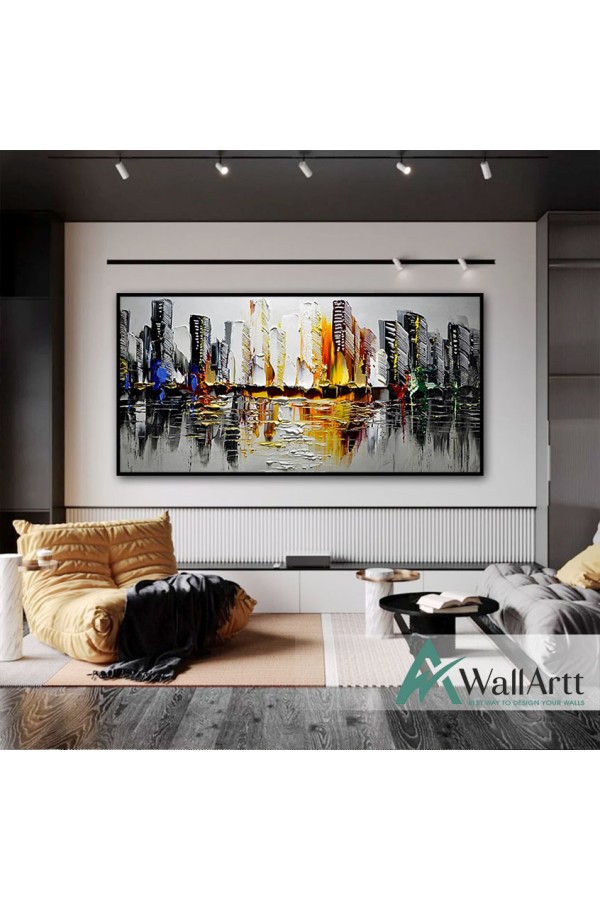 Orange City 3D Heavy Textured Partial Oil Painting